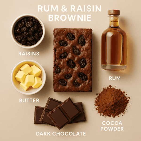Rum and Raisin Brownie Ingredients